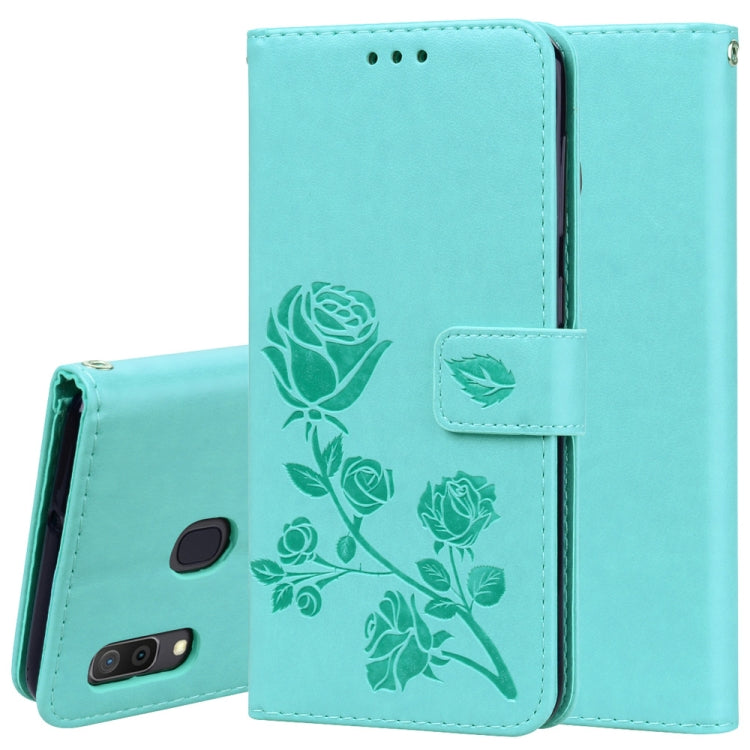 Rose Embossed Horizontal Flip PU Leather Case for Galaxy A30 / A20, with Holder & Card Slots & Wallet