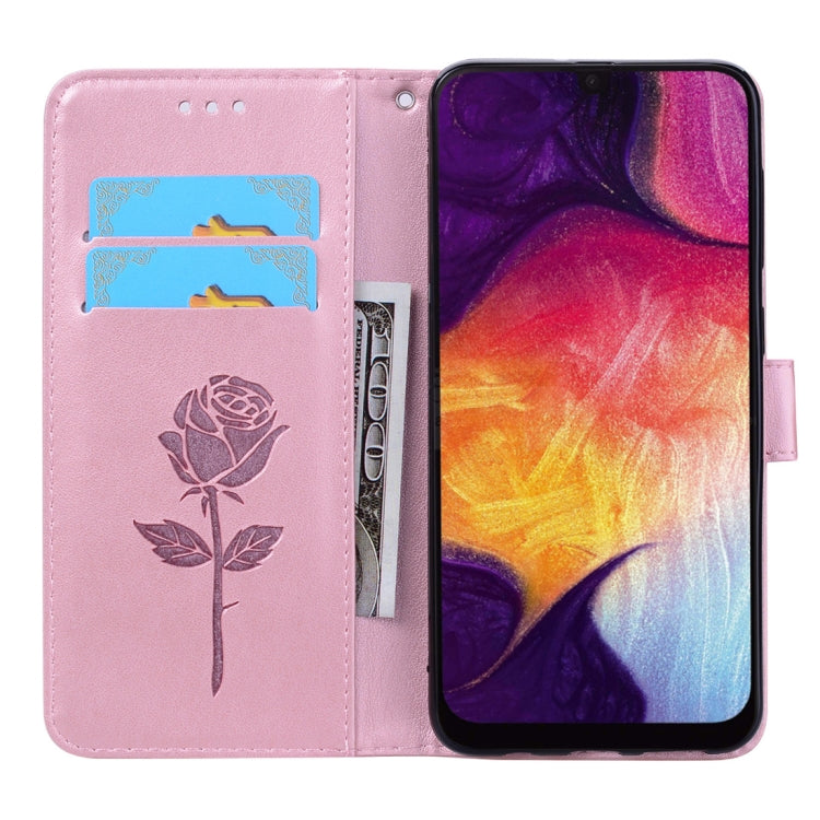 Rose Embossed Horizontal Flip PU Leather Case for Galaxy A50, with Holder & Card Slots & Wallet, For Samsung Galaxy A50