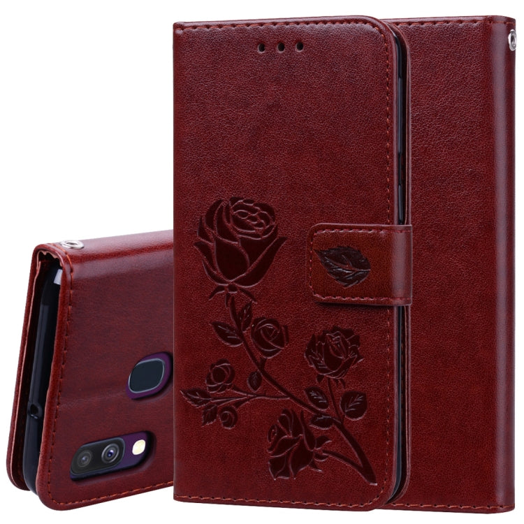 Rose Embossed Horizontal Flip PU Leather Case for Galaxy A40, with Holder & Card Slots & Wallet, For Samsung Galaxy A40