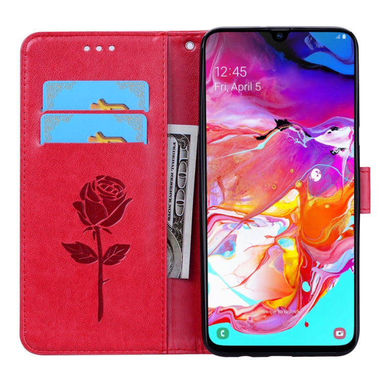 Rose Embossed Horizontal Flip PU Leather Case for Galaxy A70, with Holder & Card Slots & Wallet, For Samsung Galaxy A70