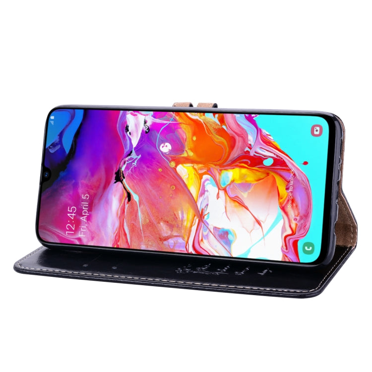 Business Style Oil Wax Texture Horizontal Flip Leather Case for Galaxy A70, with Holder & Card Slots & Wallet