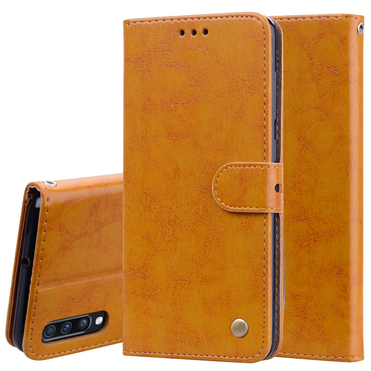 Business Style Oil Wax Texture Horizontal Flip Leather Case for Galaxy A70, with Holder & Card Slots & Wallet