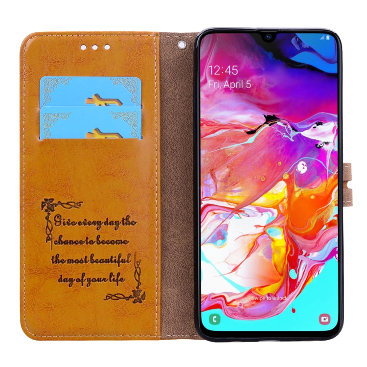 Business Style Oil Wax Texture Horizontal Flip Leather Case for Galaxy A70, with Holder & Card Slots & Wallet, For Galaxy A70