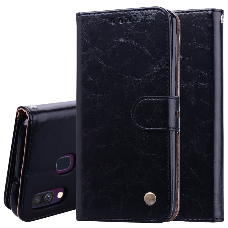 Business Style Oil Wax Texture Horizontal Flip Leather Case for Galaxy A40, with Holder & Card Slots & Wallet