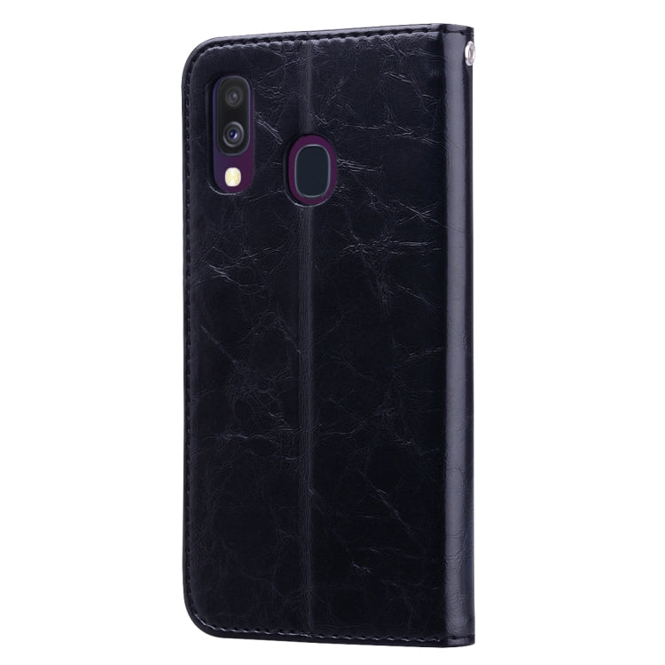 Business Style Oil Wax Texture Horizontal Flip Leather Case for Galaxy A40, with Holder & Card Slots & Wallet