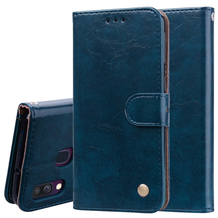 Business Style Oil Wax Texture Horizontal Flip Leather Case for Galaxy A40, with Holder & Card Slots & Wallet, For Galaxy A40