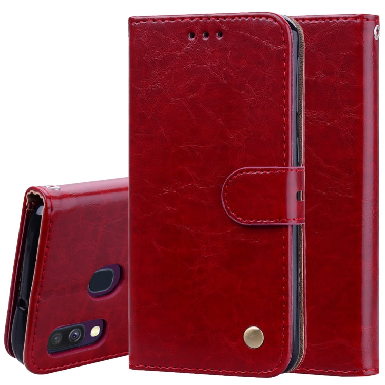 Business Style Oil Wax Texture Horizontal Flip Leather Case for Galaxy A40, with Holder & Card Slots & Wallet
