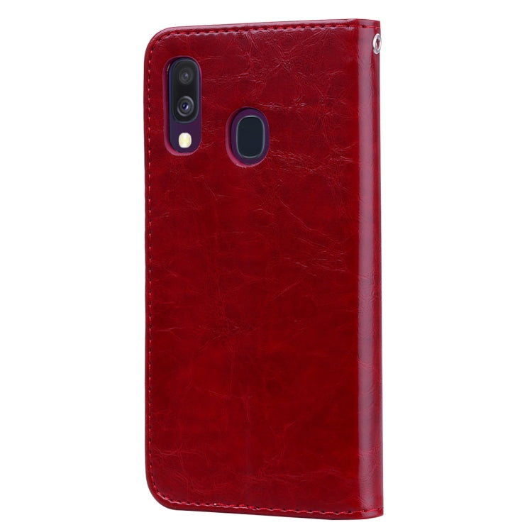 Business Style Oil Wax Texture Horizontal Flip Leather Case for Galaxy A40, with Holder & Card Slots & Wallet, For Galaxy A40
