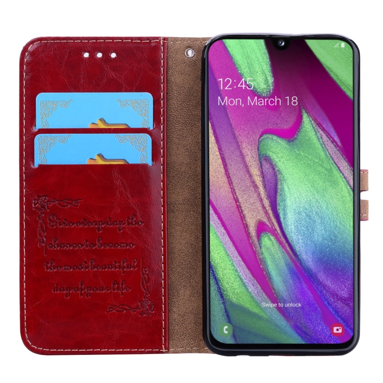 Business Style Oil Wax Texture Horizontal Flip Leather Case for Galaxy A40, with Holder & Card Slots & Wallet, For Galaxy A40