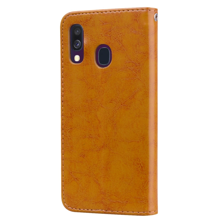 Business Style Oil Wax Texture Horizontal Flip Leather Case for Galaxy A40, with Holder & Card Slots & Wallet, For Galaxy A40