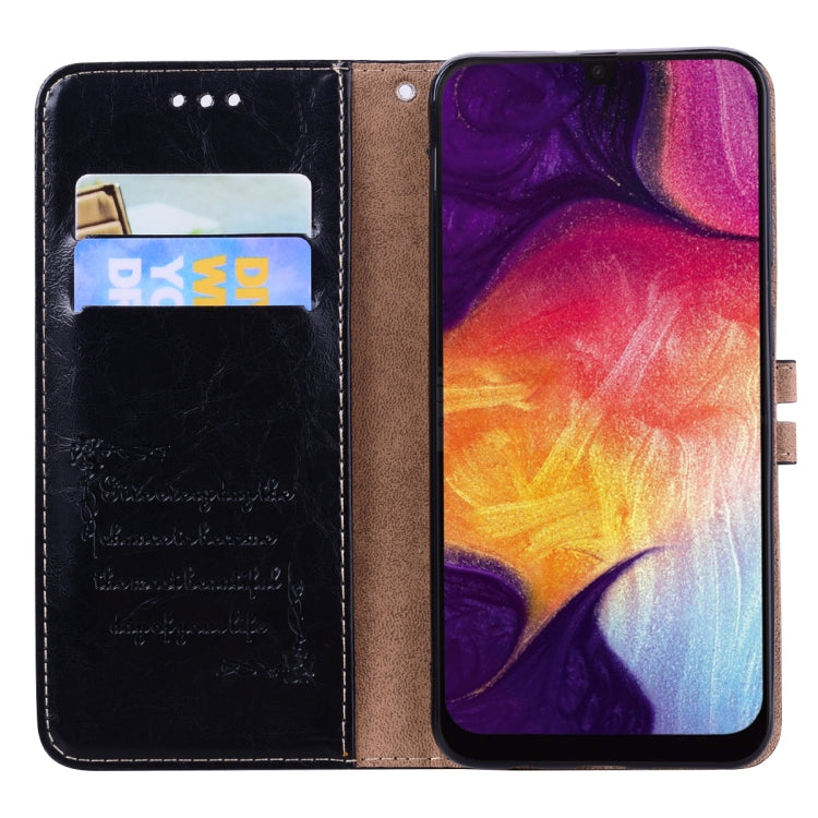Business Style Oil Wax Texture Horizontal Flip Leather Case for Galaxy A50, with Holder & Card Slots & Wallet