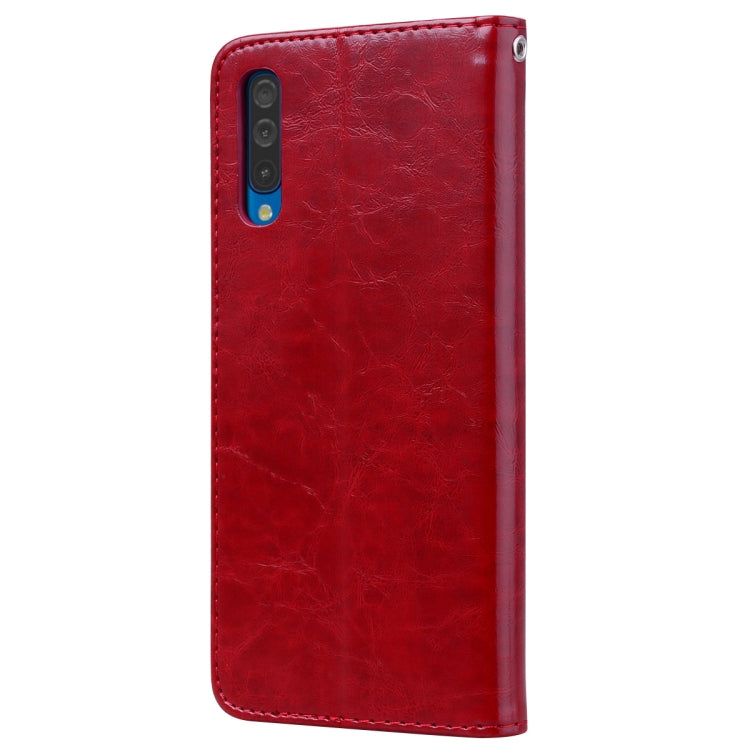 Business Style Oil Wax Texture Horizontal Flip Leather Case for Galaxy A50, with Holder & Card Slots & Wallet, For Galaxy A50