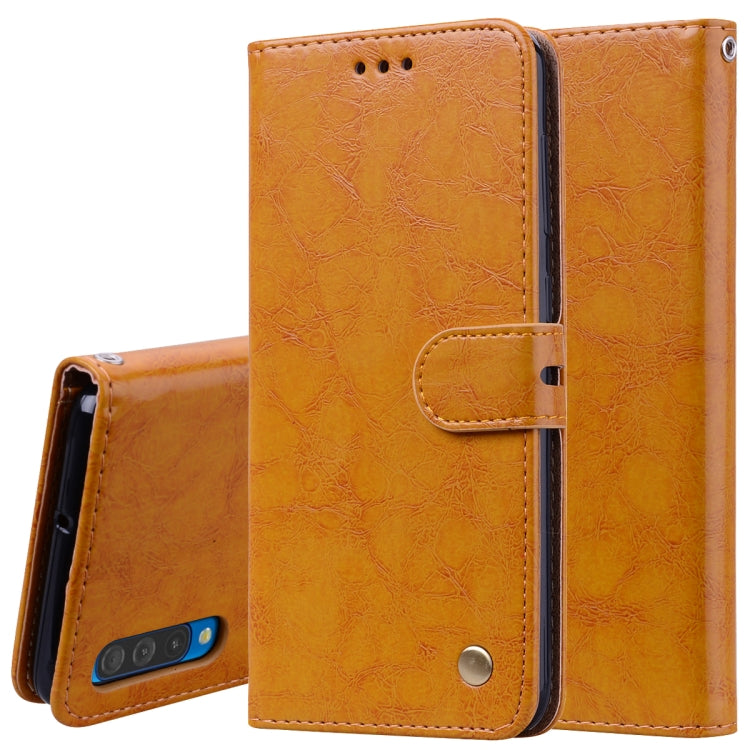 Business Style Oil Wax Texture Horizontal Flip Leather Case for Galaxy A50, with Holder & Card Slots & Wallet