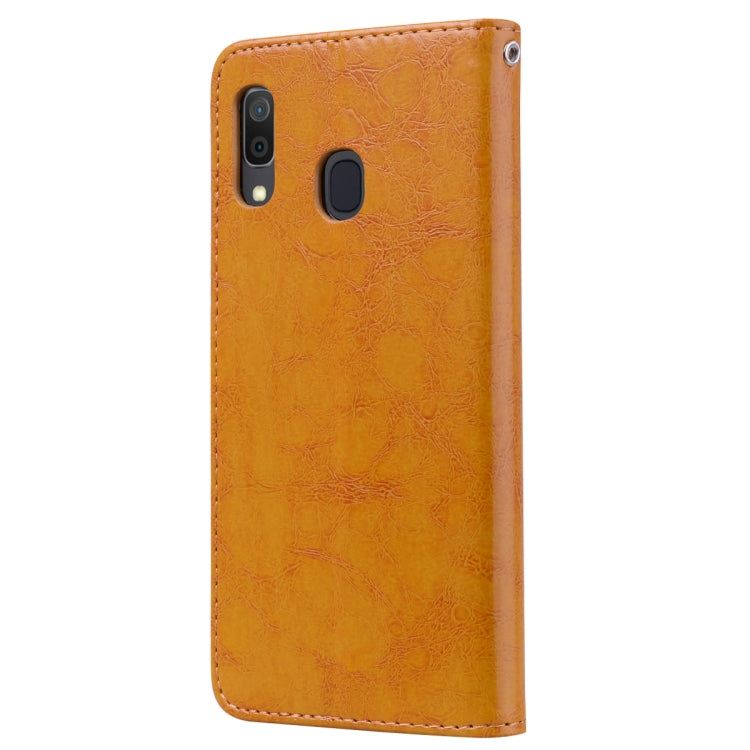 Business Style Oil Wax Texture Horizontal Flip Leather Case for Galaxy A30, with Holder & Card Slots & Wallet, For Galaxy A30