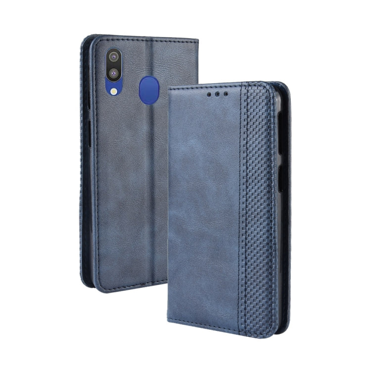 Magnetic Buckle Retro Texture Horizontal Flip Leather Case for Galaxy M20, with Holder & Card Slots & Wallet, For Galaxy M20