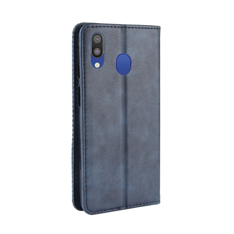 Magnetic Buckle Retro Texture Horizontal Flip Leather Case for Galaxy M20, with Holder & Card Slots & Wallet, For Galaxy M20