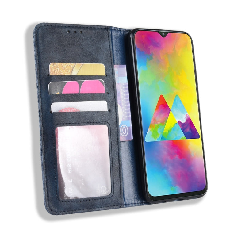 Magnetic Buckle Retro Texture Horizontal Flip Leather Case for Galaxy M20, with Holder & Card Slots & Wallet, For Galaxy M20