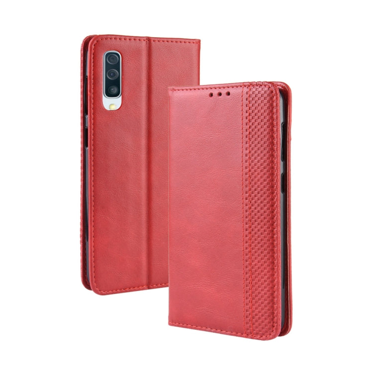 Magnetic Buckle Retro Texture Horizontal Flip Leather Case for Galaxy A50, with Holder & Card Slots & Wallet, Galaxy A50