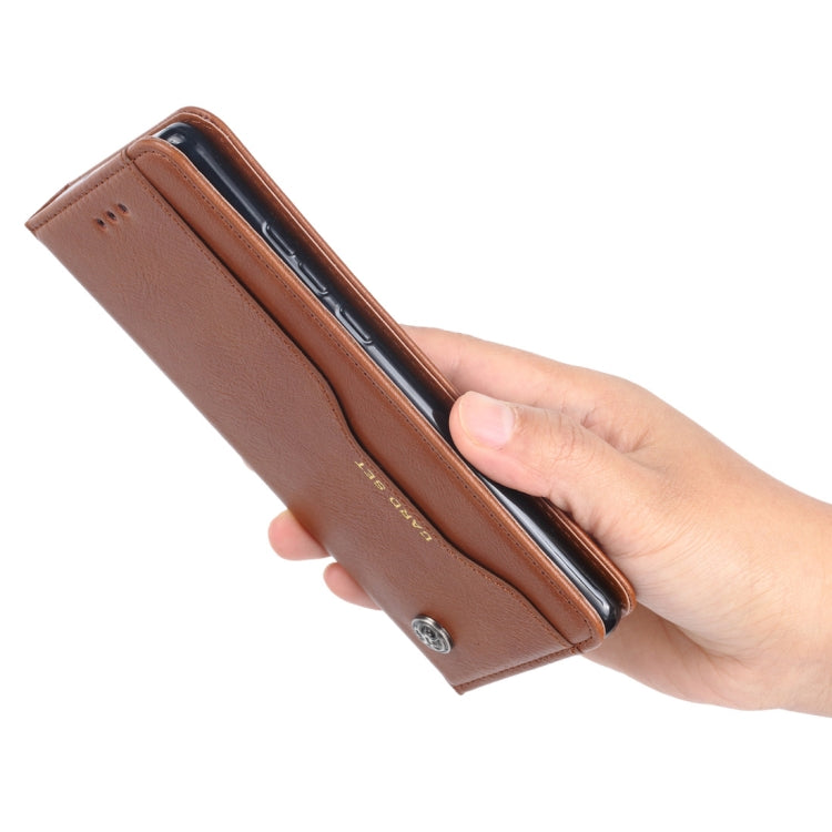 Étui à rabat horizontal en cuir texturé pour Galaxy S10, avec cadre photo, support, emplacements pour cartes et portefeuille.