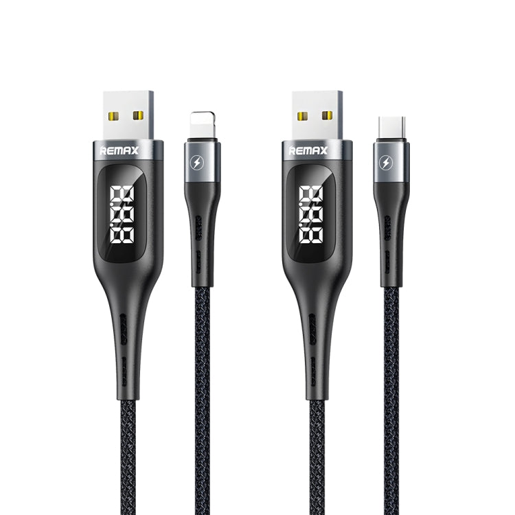 REMAX RC-096a Leader 1.2m 2.1 USB to USB-C / Type-C Intelligent Digital Display Aluminum Alloy Braid Fast Charging Data Cable, SAS6166A, SAS6166B