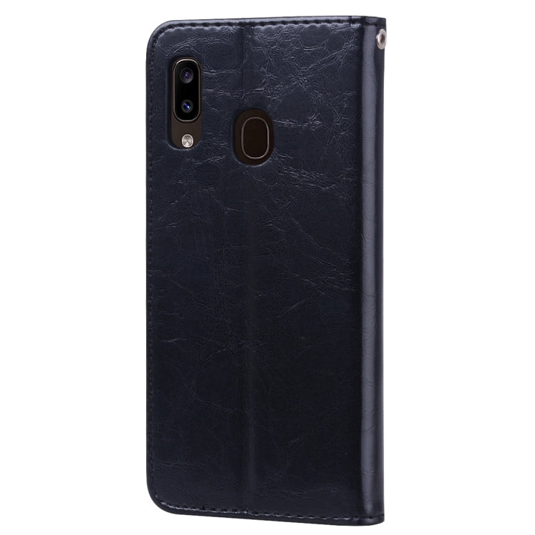 Business Style Oil Wax Texture Horizontal Flip Leather Case for Galaxy A20e, with Holder & Card Slots & Wallet