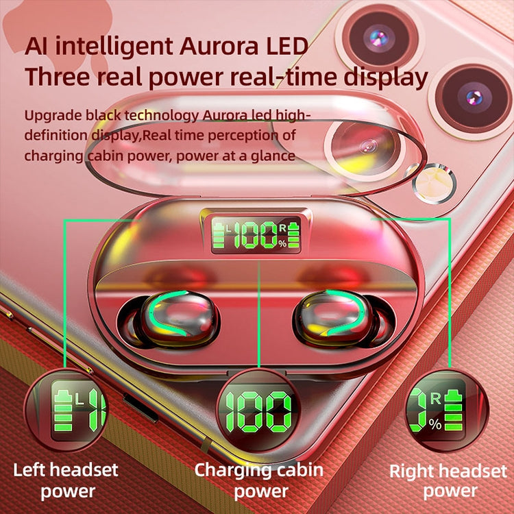 Écouteurs sans fil Bluetooth 5.0 TWS T2 à écran tactile avec boîtier de charge, T2 (rouge), T2 (blanc), T2 (noir)