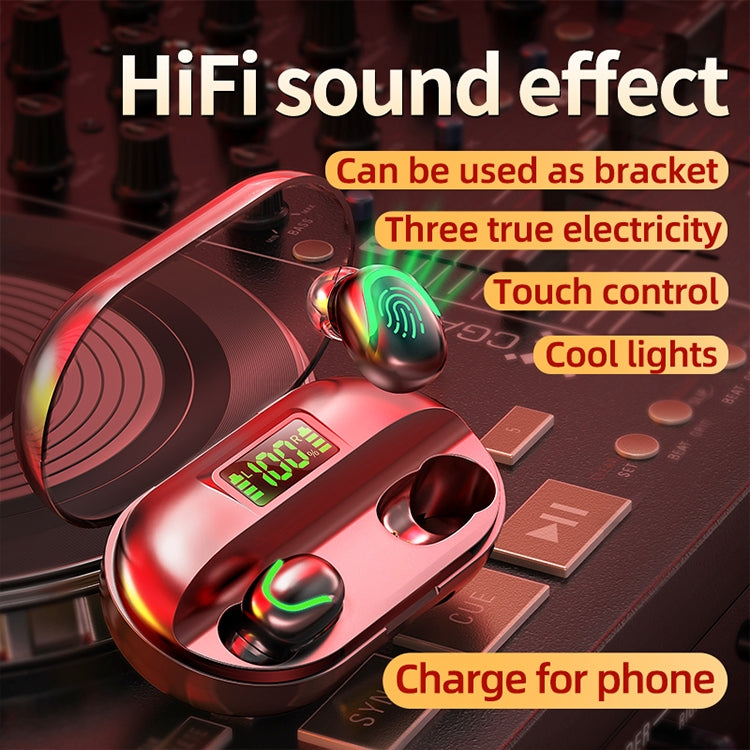 Écouteurs sans fil Bluetooth 5.0 TWS T2 à écran tactile avec boîtier de charge, T2 (rouge), T2 (blanc), T2 (noir)