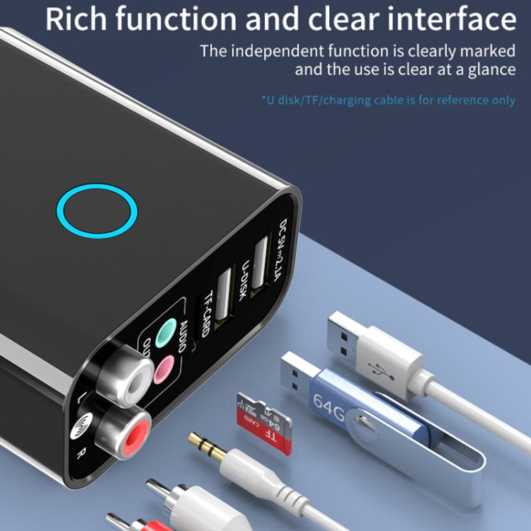 K16 2 in 1 3.5mm AUX + RAC Dual Output Plug-in Bluetooth 5.0 Audio Transmitter Receiver with Remote Control, EU Plug