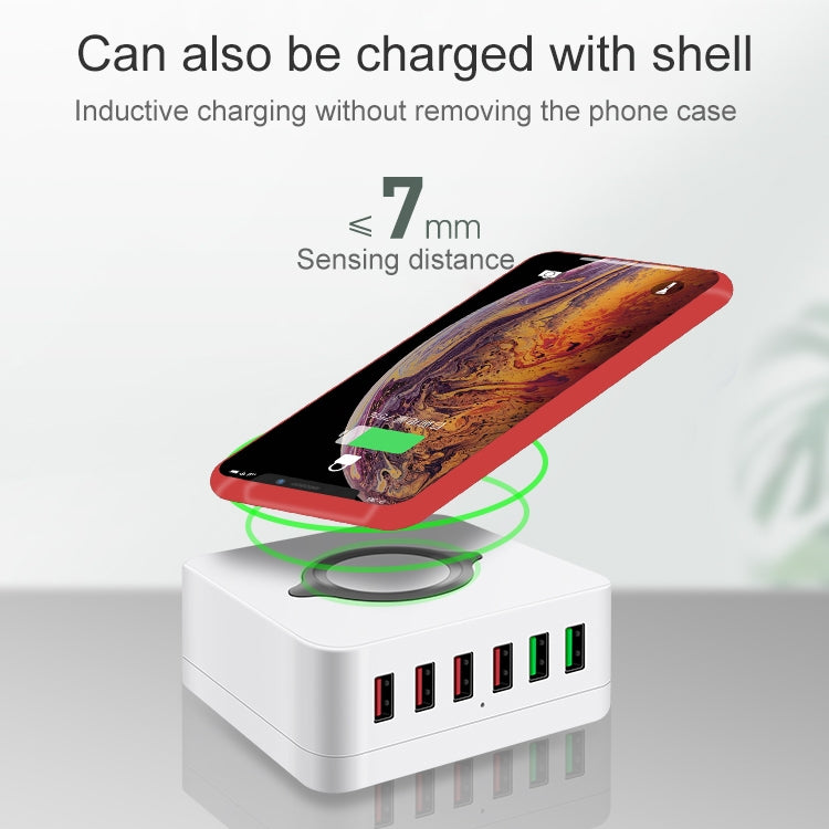 E6 7 In 1 Multi-function Wireless Charging Station USB Smart Socket Holder Stand