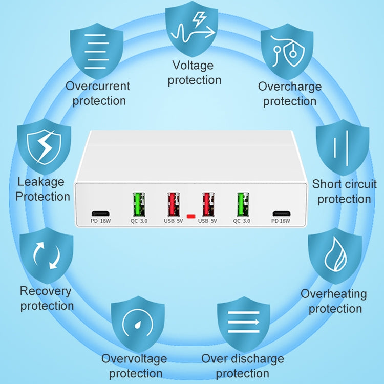 X5 6 In 1 Multi-function USB Quick Charging Station Smart Socket Holder Stand
