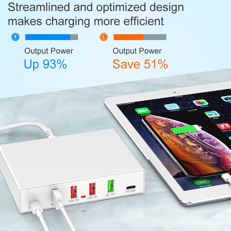 X5 6 In 1 Multi-function USB Quick Charging Station Smart Socket Holder Stand