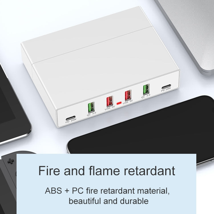 X5 6 In 1 Multi-function USB Quick Charging Station Smart Socket Holder Stand