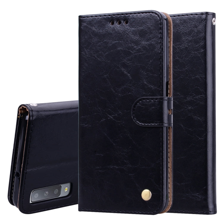 Business Style Oil Wax Texture Horizontal Flip Leather Case for Galaxy A7 (2018), with Holder & Card Slots & Wallet