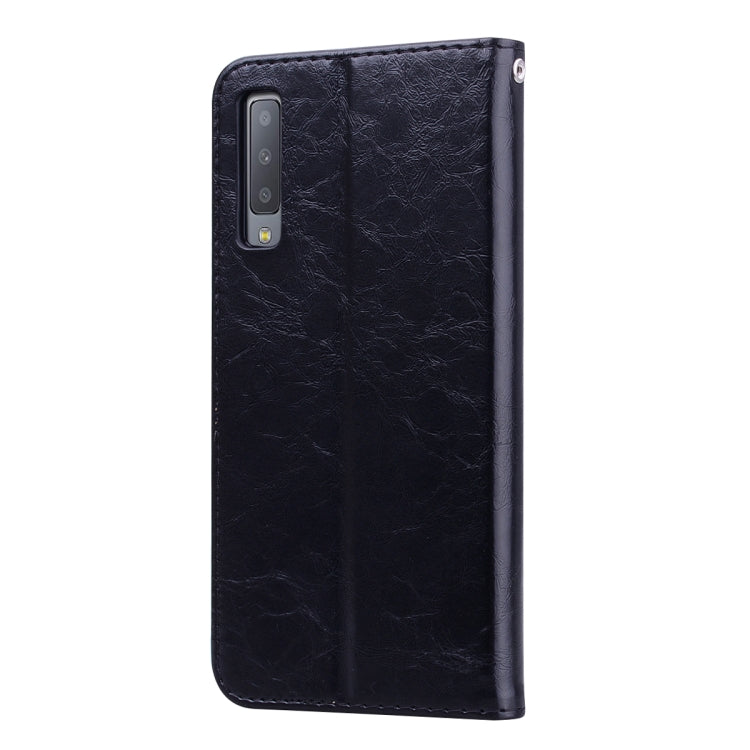 Business Style Oil Wax Texture Horizontal Flip Leather Case for Galaxy A7 (2018), with Holder & Card Slots & Wallet