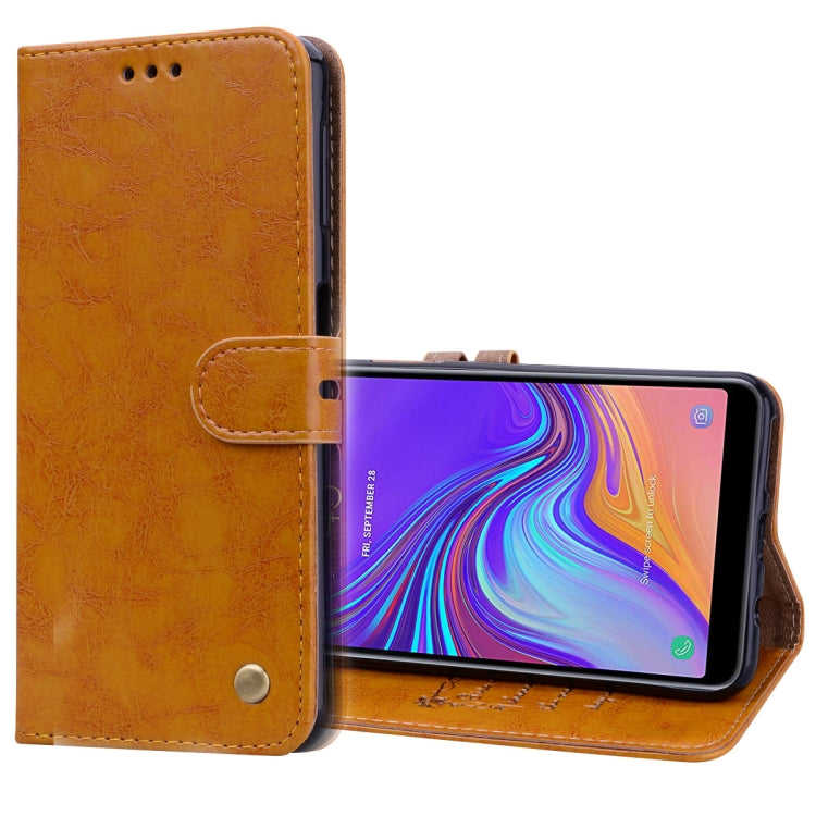 Business Style Oil Wax Texture Horizontal Flip Leather Case for Galaxy A7 (2018), with Holder & Card Slots & Wallet