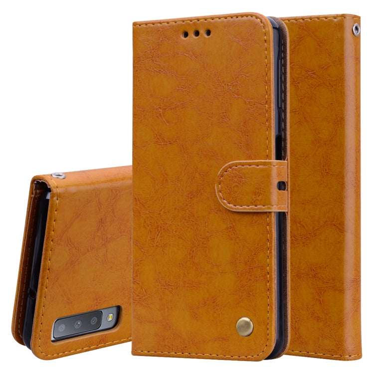 Business Style Oil Wax Texture Horizontal Flip Leather Case for Galaxy A7 (2018), with Holder & Card Slots & Wallet, For Galaxy A7