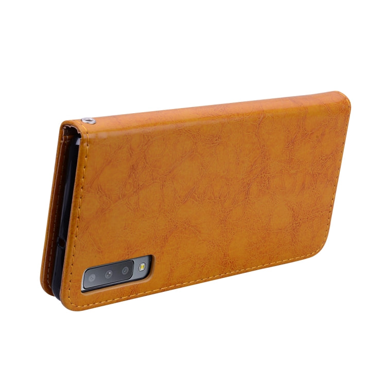 Business Style Oil Wax Texture Horizontal Flip Leather Case for Galaxy A7 (2018), with Holder & Card Slots & Wallet, For Galaxy A7