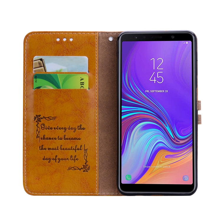 Business Style Oil Wax Texture Horizontal Flip Leather Case for Galaxy A7 (2018), with Holder & Card Slots & Wallet, For Galaxy A7