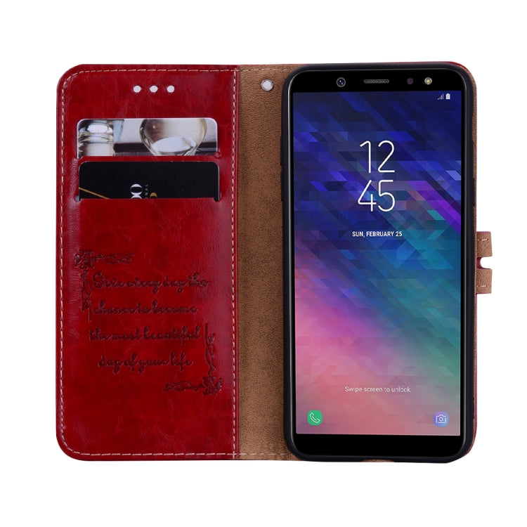 Business Style Oil Wax Texture Horizontal Flip Leather Case for Galaxy A6 (2018), with Holder & Card Slots & Wallet