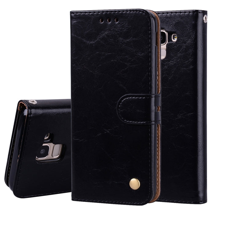 Business Style Oil Wax Texture Horizontal Flip Leather Case for Galaxy J6 (EU Version) (2018), with Holder & Card Slots & Wallet
