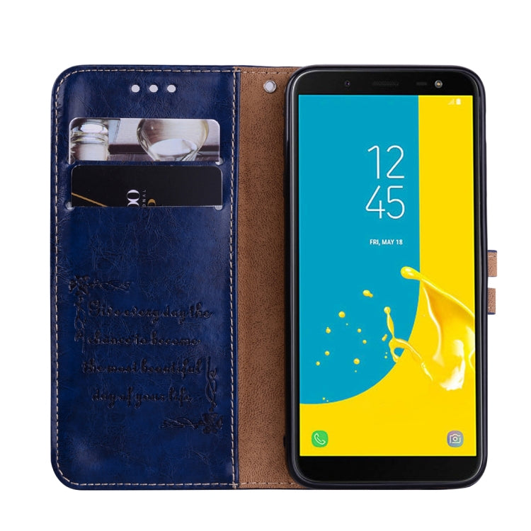 Étui à rabat horizontal en cuir texturé style business pour Galaxy J6 (version UE) (2018), avec support, emplacements pour cartes et portefeuille. Pour Galaxy J6 (version UE) (2018)