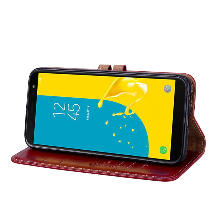 Business Style Oil Wax Texture Horizontal Flip Leather Case for Galaxy J6 (EU Version) (2018), with Holder & Card Slots & Wallet