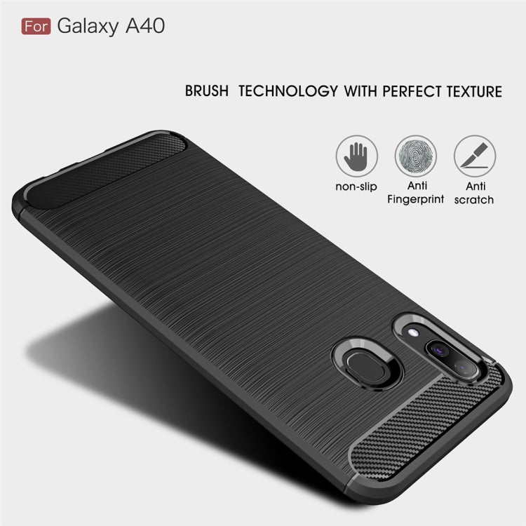 Brushed Texture Carbon Fiber TPU Case for Galaxy A40, For Galaxy A40