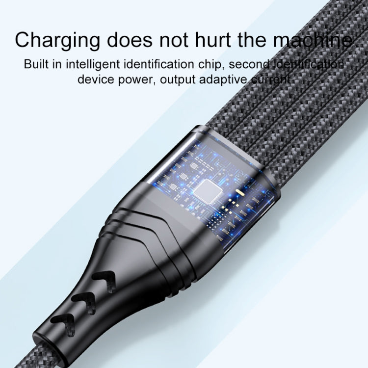 Câble de données 4 en 1 66 W 6 A USB vers 8 broches + Micro USB + double USB-C / Type-C pour charge rapide, longueur du câble : 1,2 m, 1,2 m, 1,2 m 66 W
