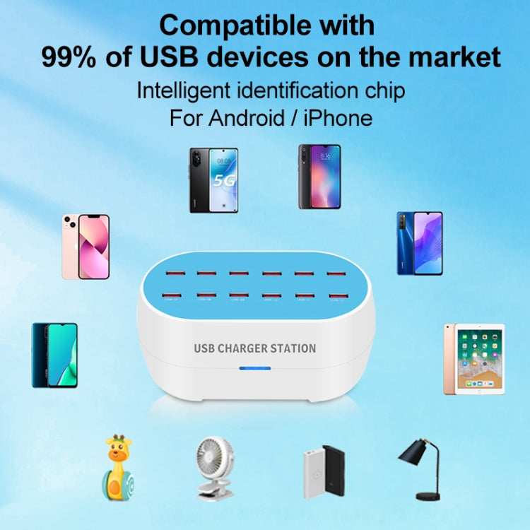 830-12 120W 12 USB Ports Multifunction Smart Charger Station AC100-240V, US Plug, 830-12