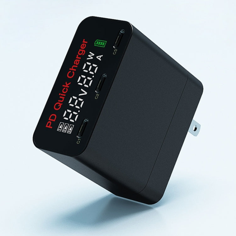 WLX-X8 65W Max 3 Ports USB-C / Type-C Quick Charger Adapter, US Plug