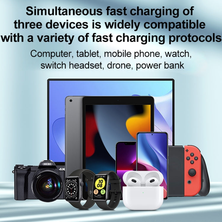 WLX-X8 65W Max 3 Ports USB-C / Type-C Quick Charger Adapter, US Plug