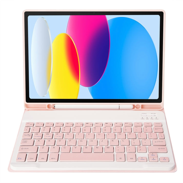 For iPad 11 2025 / 10th Gen 10.9 2022 A10B Lambskin Texture Ultra-thin Bluetooth Keyboard Leather Tablet Case with Pen Slot, A10B