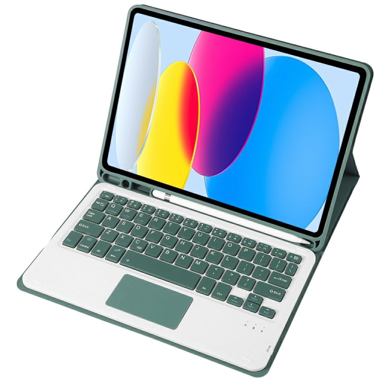 For iPad 11 2025 / 10th Gen 10.9 2022 A10B-A Lambskin Texture Bluetooth Touch Keyboard Leather Tablet Case with Pen Slot, A10B-A