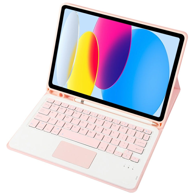 For iPad 11 2025 / 10th Gen 10.9 2022 A10B-A Lambskin Texture Bluetooth Touch Keyboard Leather Tablet Case with Pen Slot, A10B-A